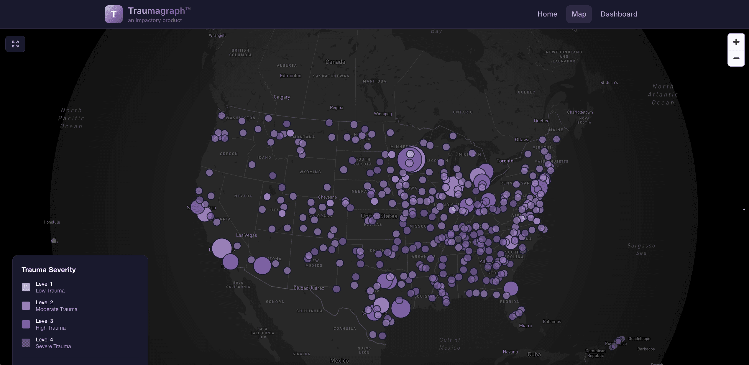 10Seven / Impactory — Real time operations dashboard with geospatial mapping and impact reporting, multi-tenant SaaS